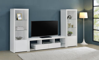 Jude Entertainment Center 3-Piece Set in White High Gloss - Coaster Furniture