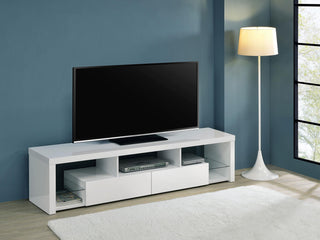 Jude Tv Stand in White High Gloss - Coaster Furniture