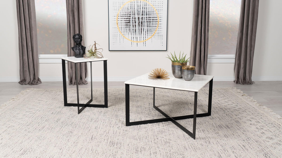 Tobin Coffee Table in White Marble - Coaster Furniture
