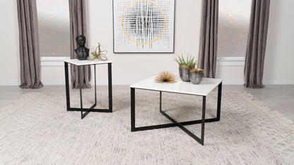 Tobin Coffee Table in White Marble - Coaster Furniture