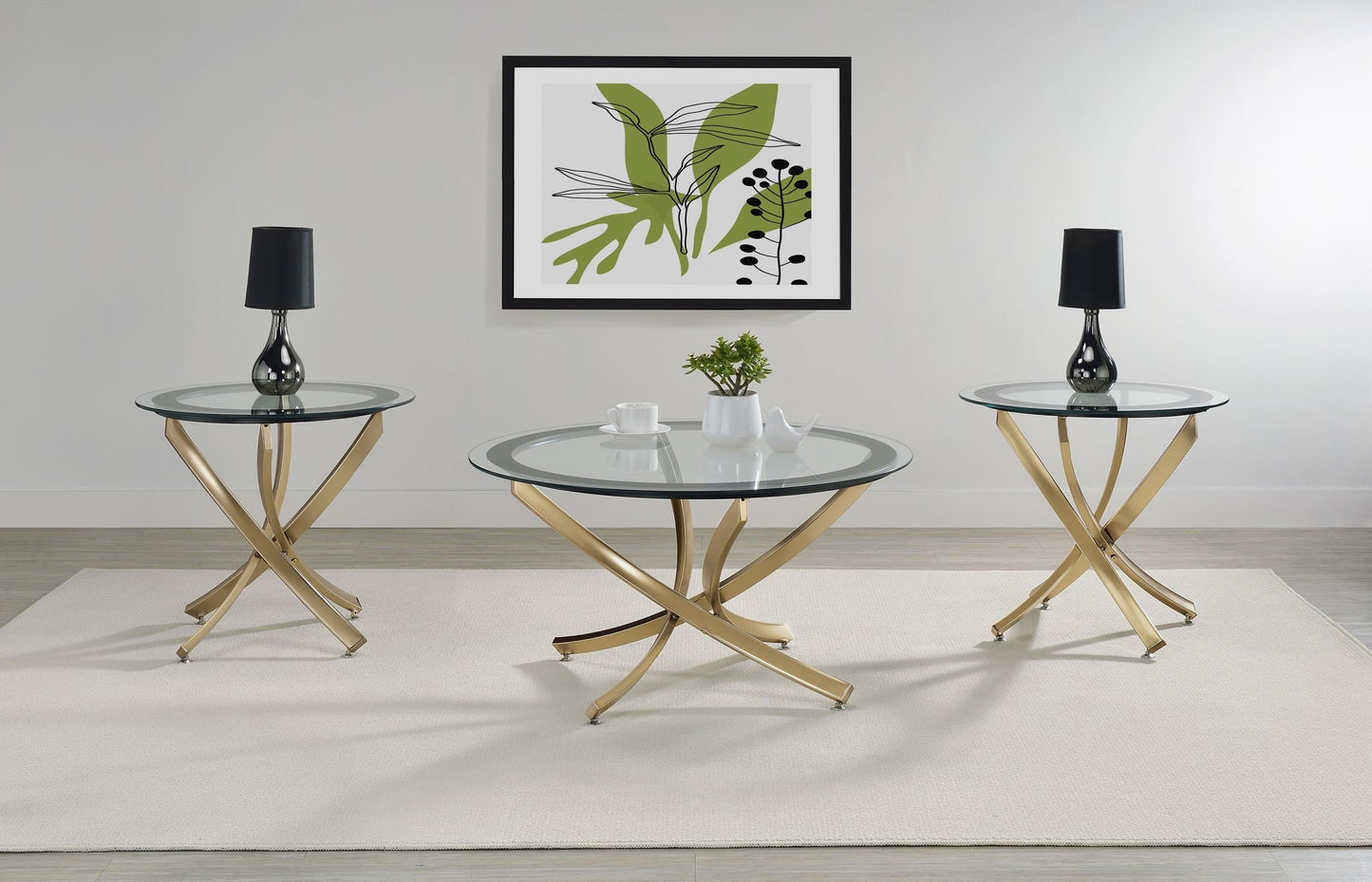 Brooke Coffee Table 3-Piece Set - Rose Brass