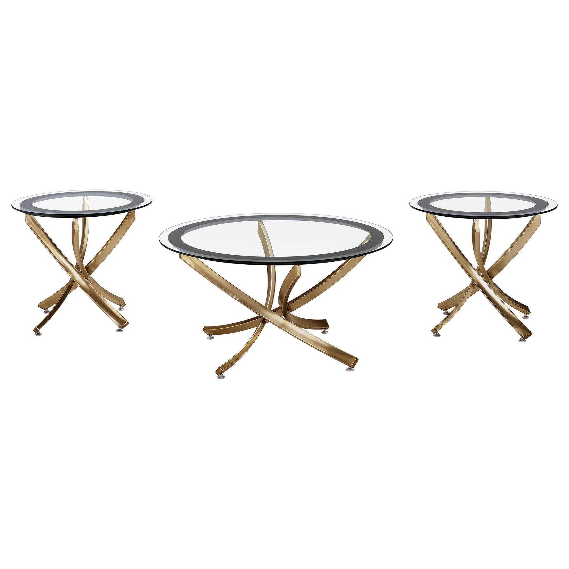 Brooke Coffee Table 3-Piece Set - Rose Brass