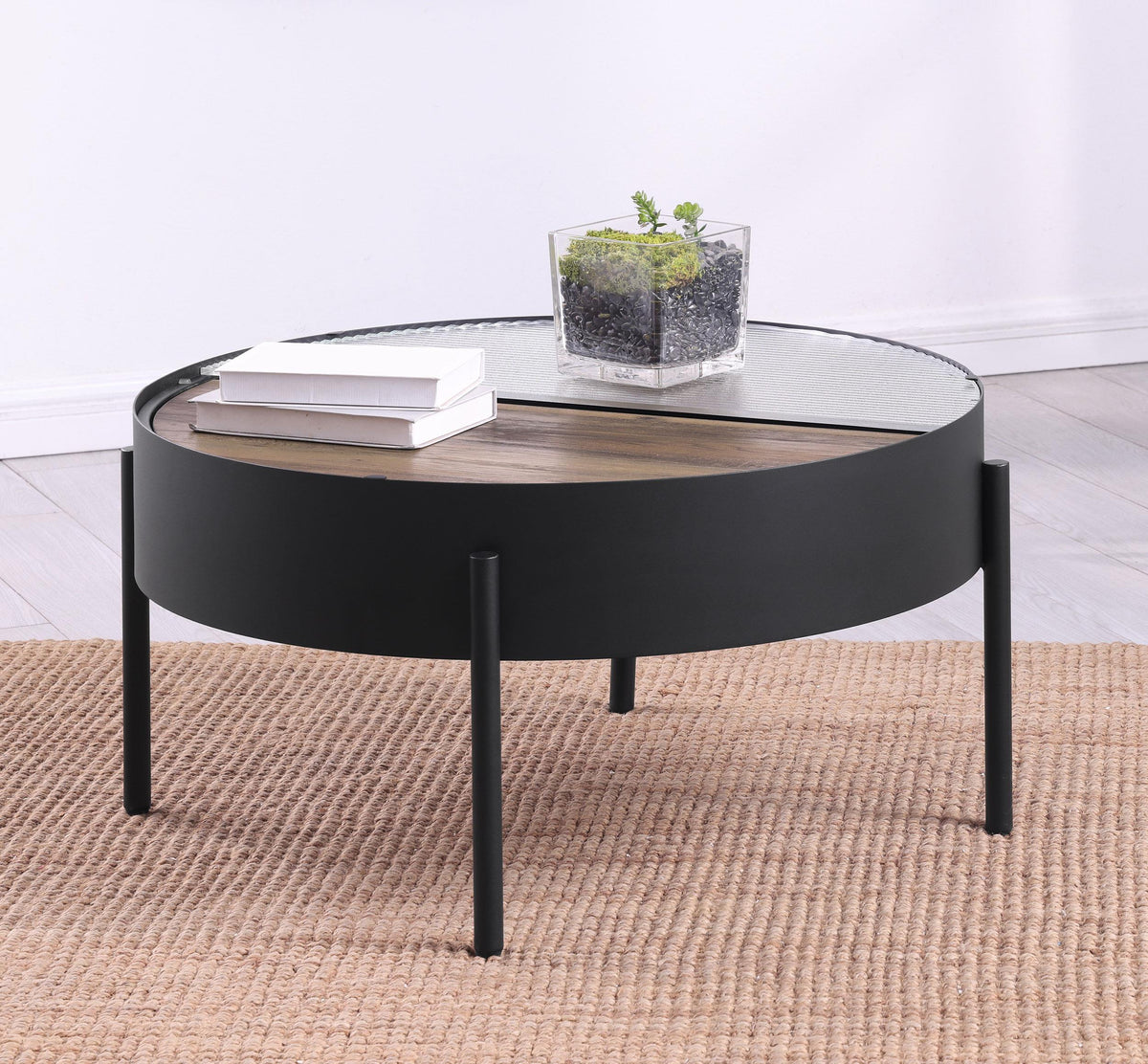 Ozella Coffee Table in Rustic Brown - Coaster Furniture
