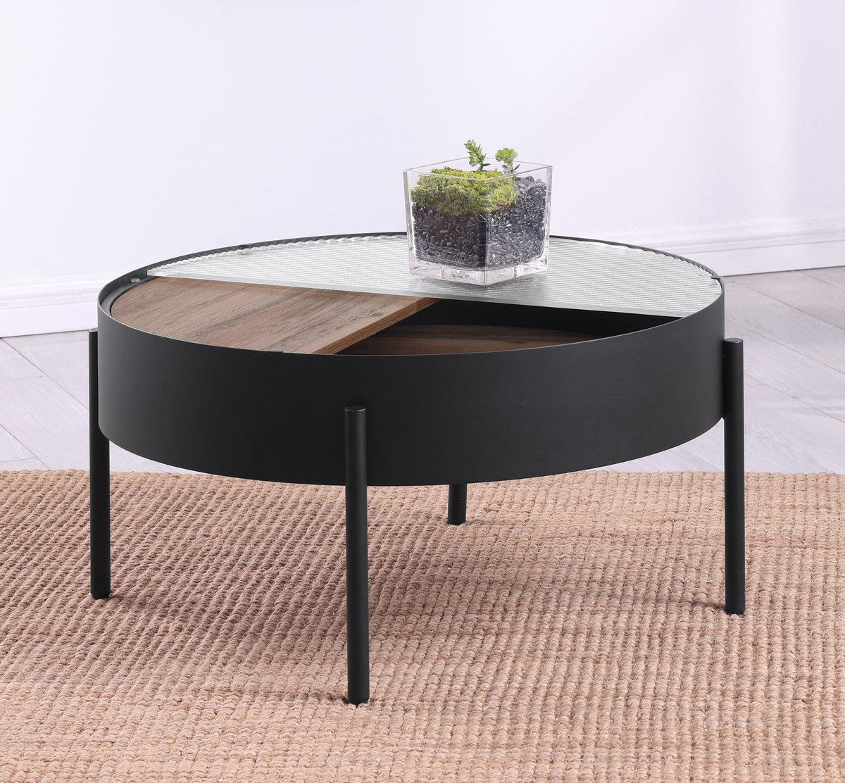 Ozella Coffee Table in Rustic Brown - Coaster Furniture