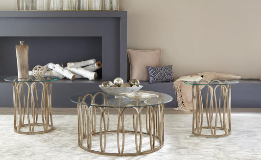 Monett Coffee Table 3-Piece Set in Chocolate Chrome - Coaster Furniture