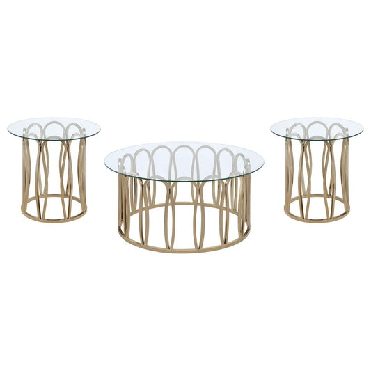 Monett Coffee Table 3-Piece Set in Chocolate Chrome - Coaster Furniture