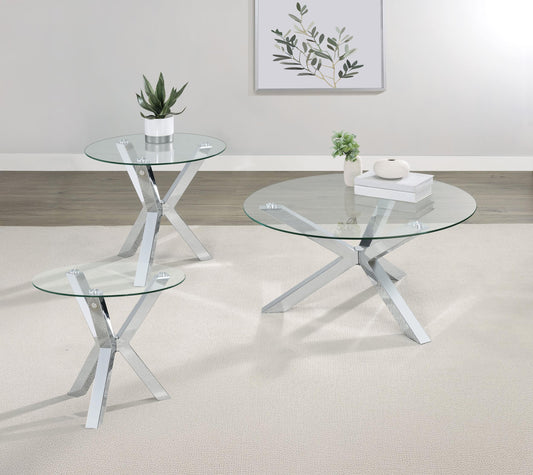 Kenzie Coffee Table 3-Piece Set in Chrome - Coaster Furniture