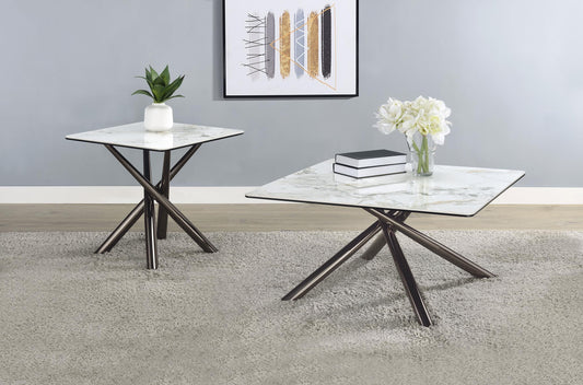 Carvell Coffee Table 2-Piece Set in Mirage White - Coaster Furniture