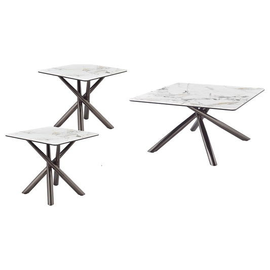 Carvell Coffee Table 3-Piece Set in Mirage White - Coaster Furniture