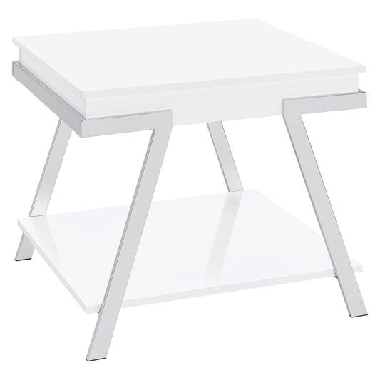 Marcia End Table in White High Gloss - Coaster Furniture