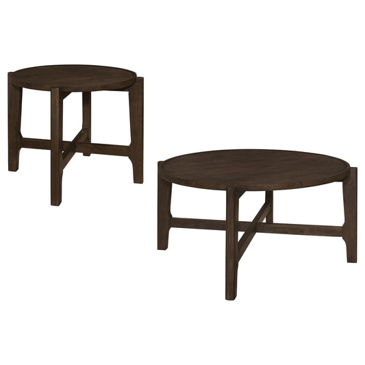 Cota Coffee Table 2-Piece Set in Dark Brown - Coaster Furniture