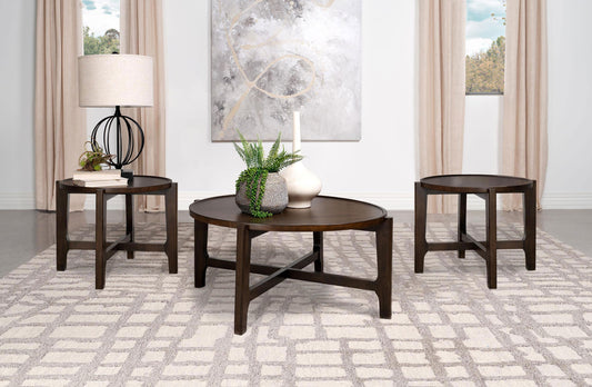 Cota Coffee Table 3-Piece Set in Dark Brown - Coaster Furniture