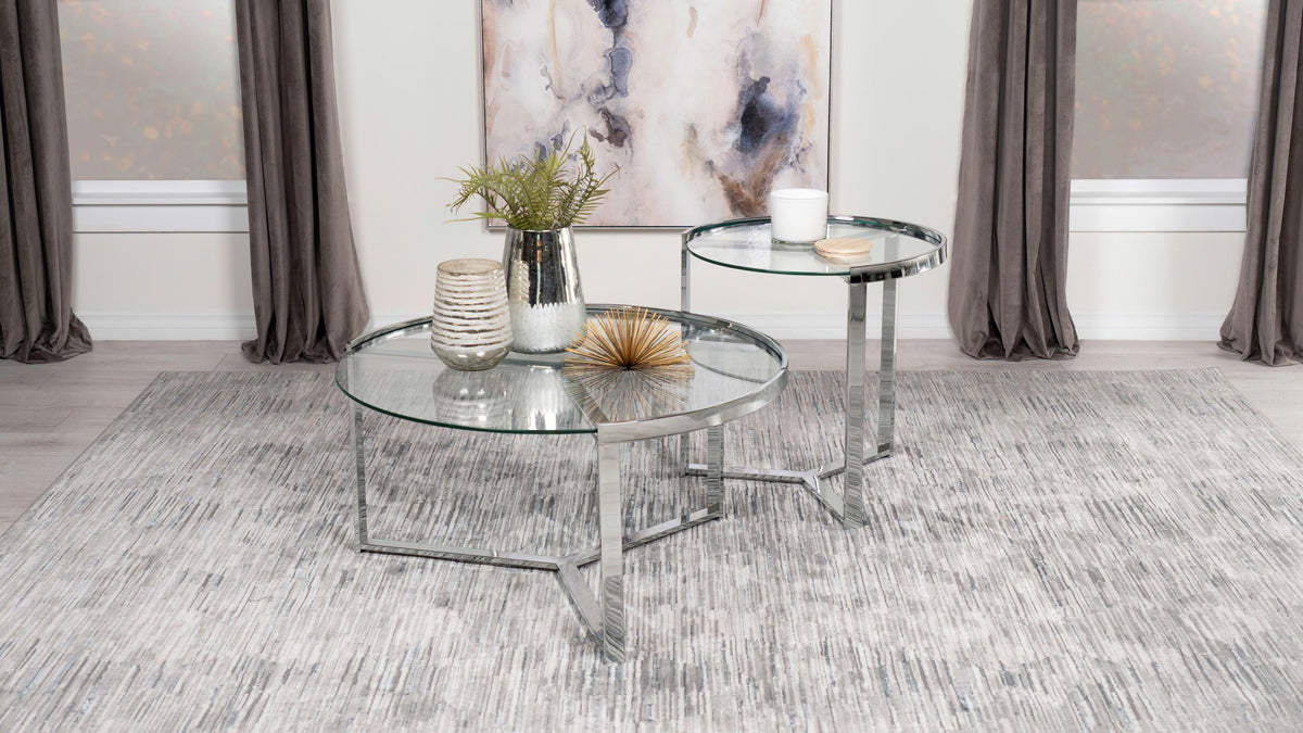 Delia 2-Piece Nesting Coffee Table in Chrome - Coaster Furniture