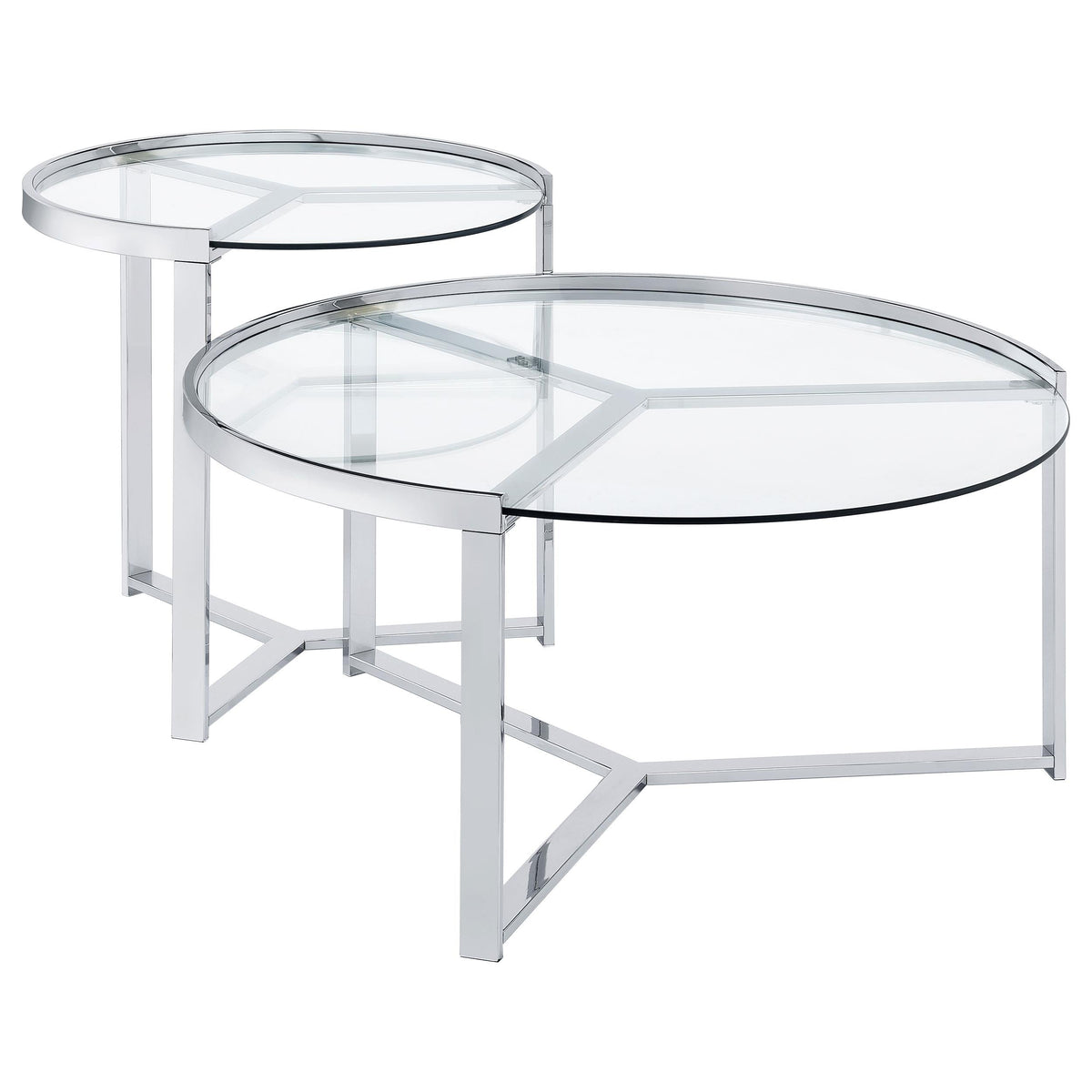 Delia 2-Piece Nesting Coffee Table in Chrome - Coaster Furniture