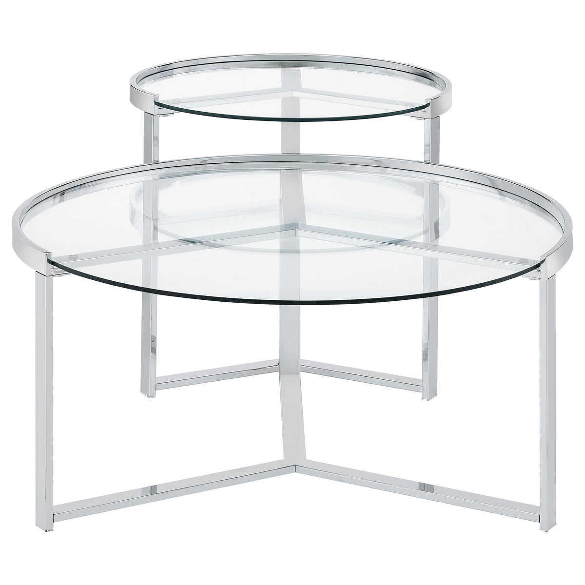 Delia 2-Piece Nesting Coffee Table in Chrome - Coaster Furniture