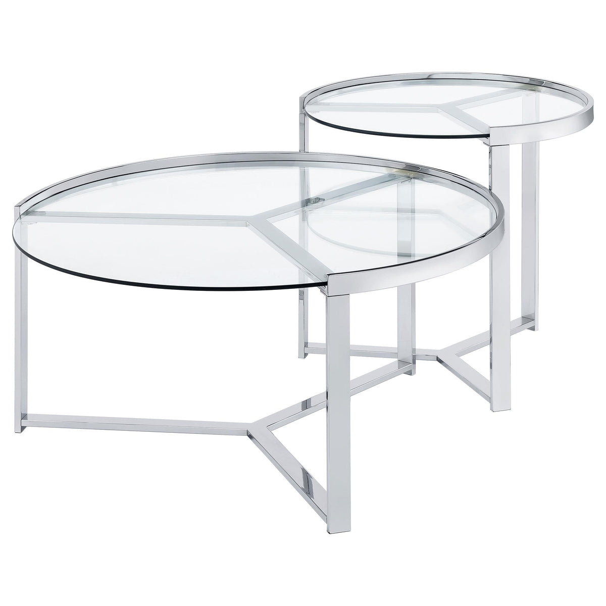 Delia 2-Piece Nesting Coffee Table in Chrome - Coaster Furniture
