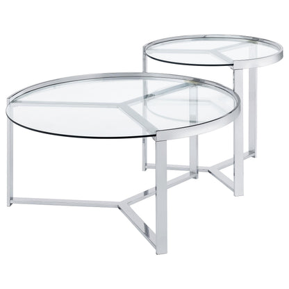 Delia 2-Piece Nesting Coffee Table in Chrome - Coaster Furniture