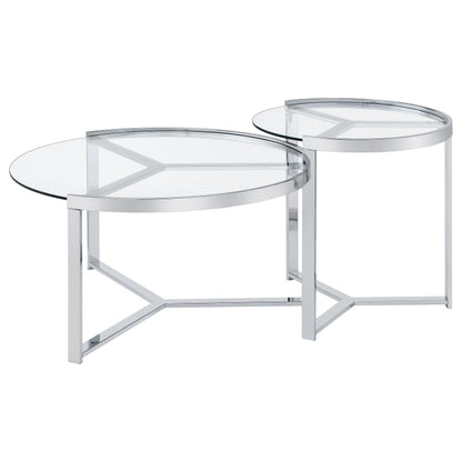 Delia 2-Piece Nesting Coffee Table in Chrome - Coaster Furniture