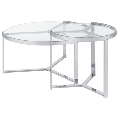Delia 2-Piece Nesting Coffee Table in Chrome - Coaster Furniture