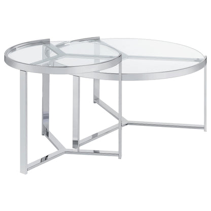 Delia 2-Piece Nesting Coffee Table in Chrome - Coaster Furniture