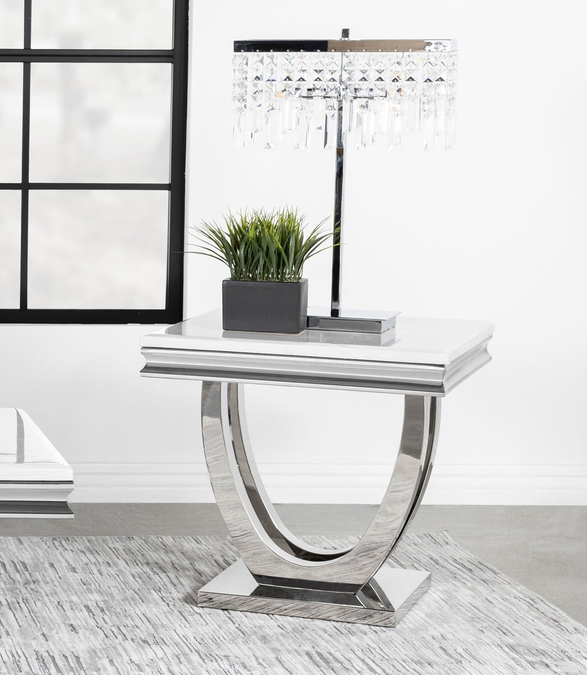 Kerwin End Table in White Marble - Coaster Furniture