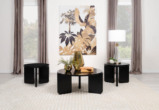 Cordova Coffee Table 3-Piece Set in Black - Coaster Furniture