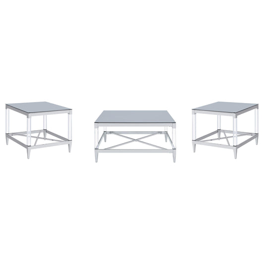 Lindley Coffee Table 3-Piece Set in Chrome - Coaster Furniture