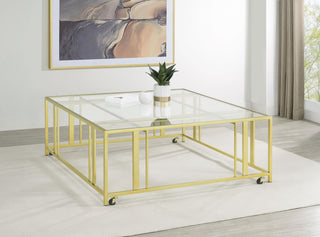 Adri Coffee Table in Matte Brass - Coaster Furniture