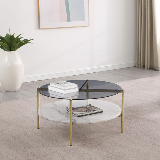 Jonelle Coffee Table in White Marble - Coaster Furniture