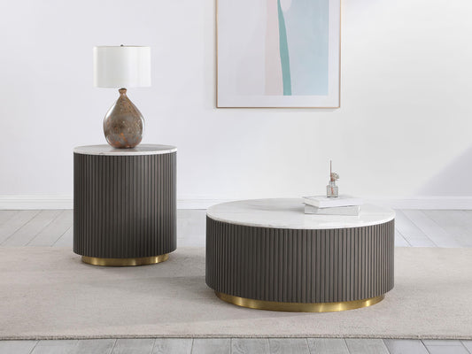 Jason Coffee Table Set in White Marble - Coaster Furniture
