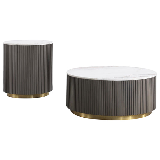 Jason Coffee Table Set in White Marble - Coaster Furniture