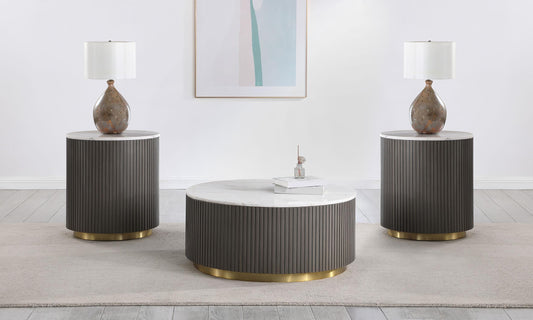 Jason Coffee Table Set in White Marble - Coaster Furniture