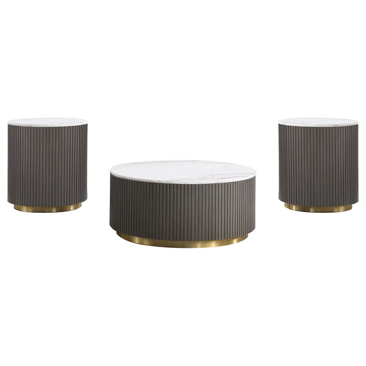 Jason Coffee Table Set in White Marble - Coaster Furniture