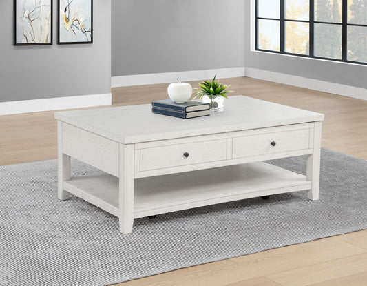 Payne Coffee Table in Distressed White - Coaster Furniture