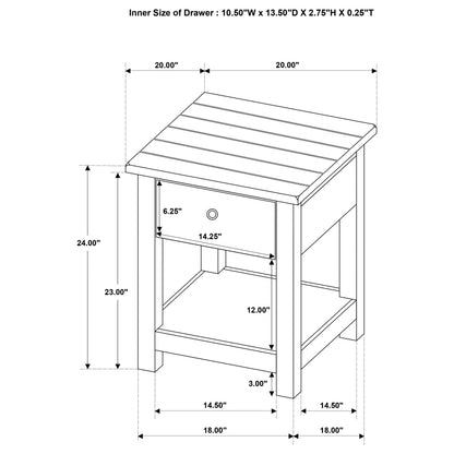 Payne End Table in Distressed White - Coaster Furniture