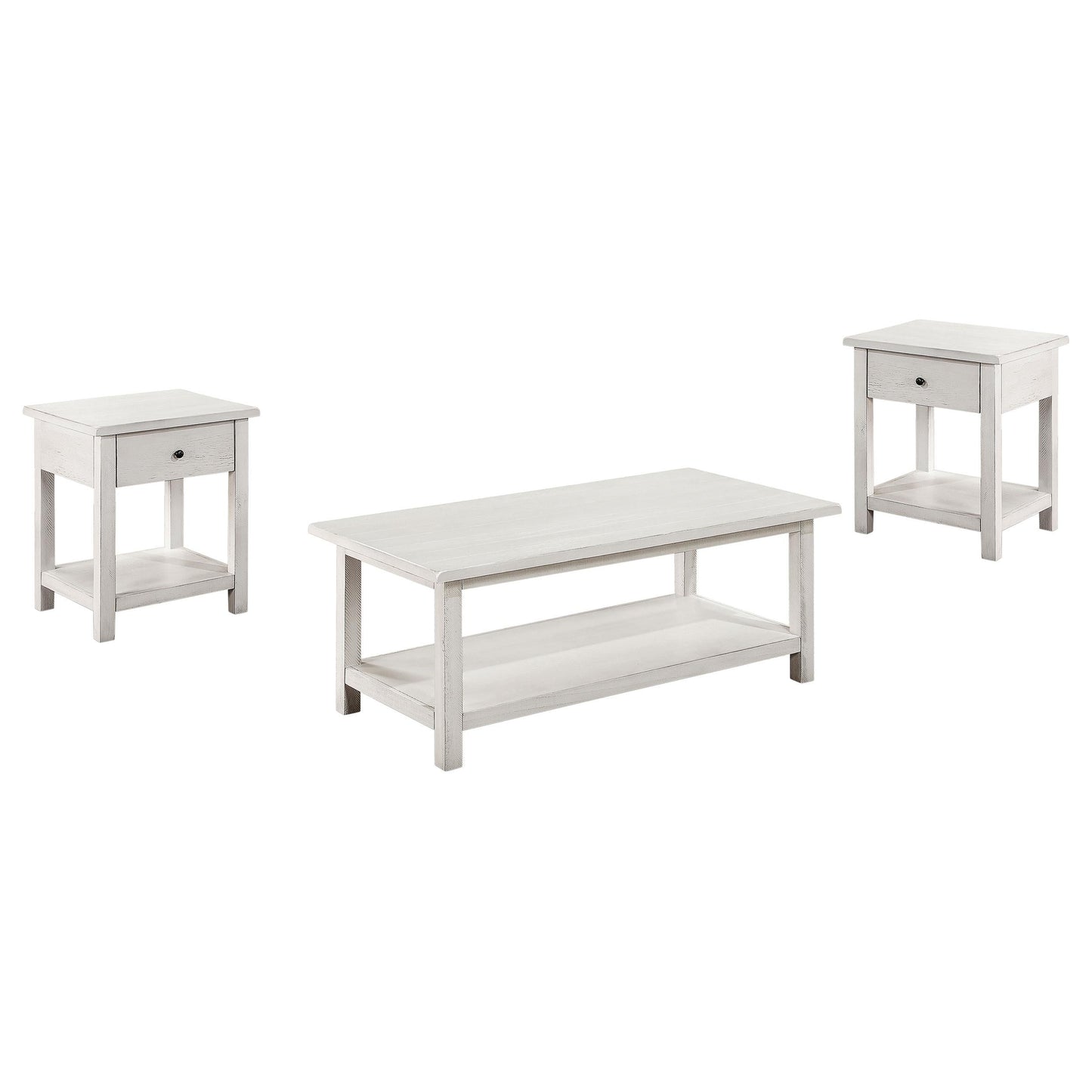 Payne Coffee Table 3-Piece Set in Distressed White - Coaster Furniture