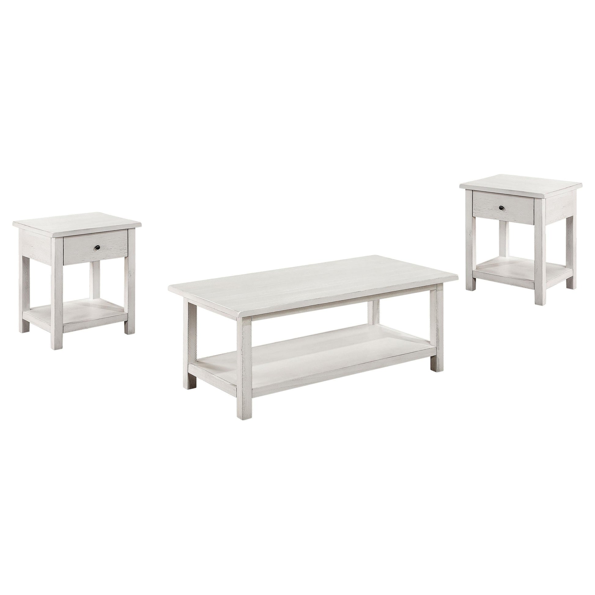 Payne Coffee Table 3-Piece Set in Distressed White - Coaster Furniture