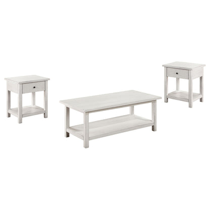 Payne Coffee Table 3-Piece Set in Distressed White - Coaster Furniture