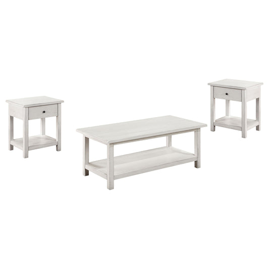Payne Coffee Table 3-Piece Set in Distressed White - Coaster Furniture