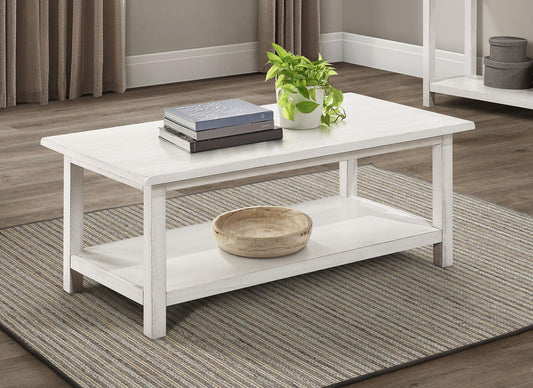 Payne Coffee Table in Distressed White - Coaster Furniture