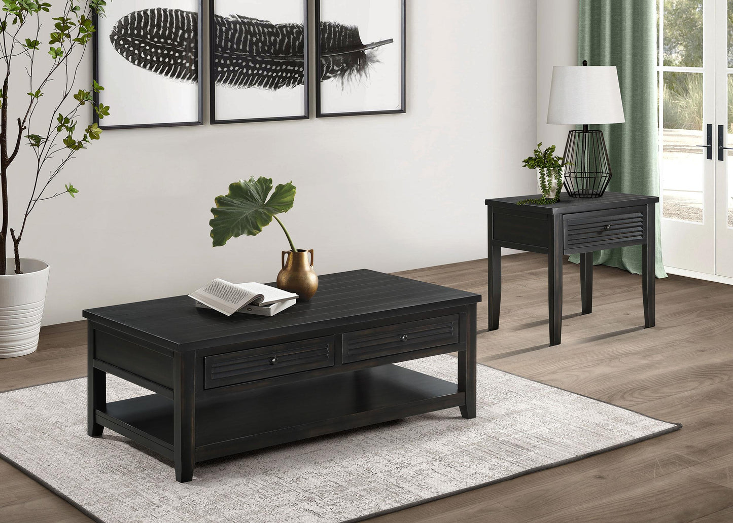 Concord Coffee Table 2-Piece Set in Distressed Java - Coaster Furniture