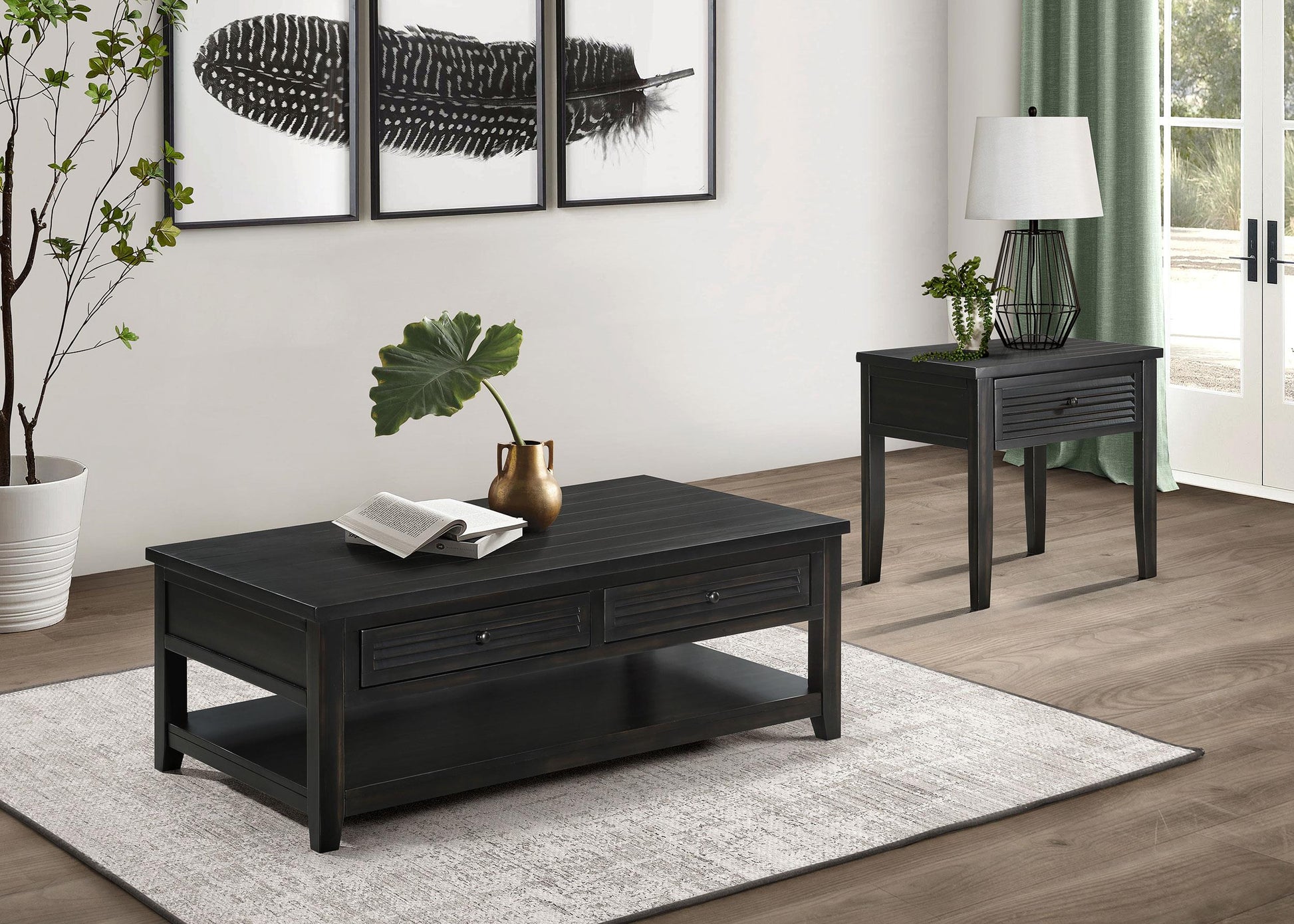 Concord Coffee Table 2-Piece Set in Distressed Java - Coaster Furniture
