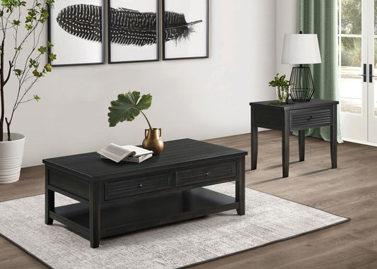 Concord Coffee Table 2-Piece Set in Distressed Java - Coaster Furniture