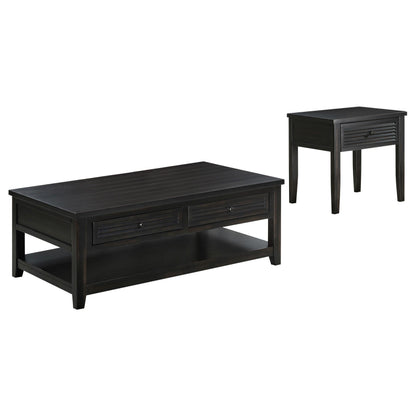 Concord Coffee Table 2-Piece Set in Distressed Java - Coaster Furniture