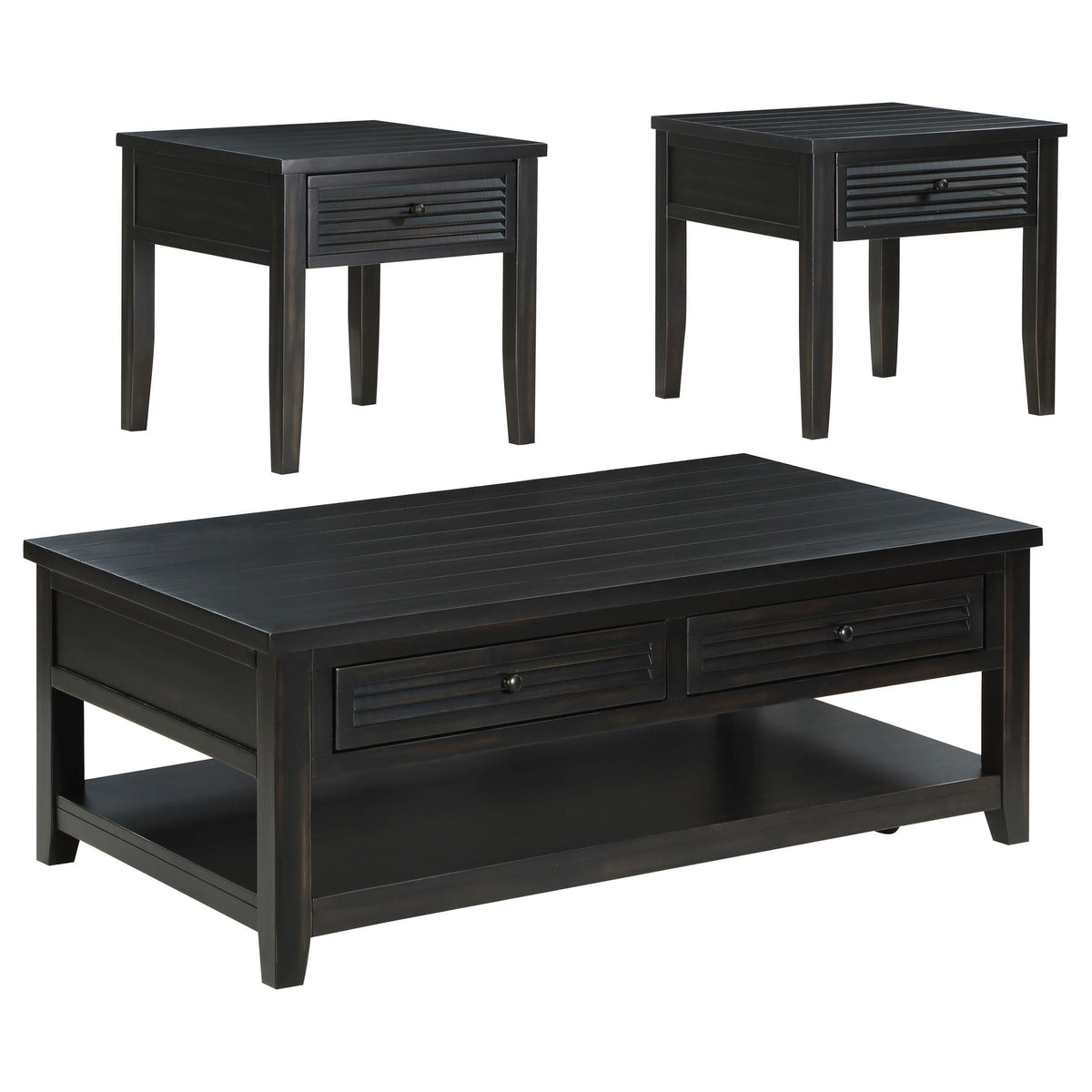 Concord Coffee Table 3-Piece Set in Distressed Java - Coaster Furniture