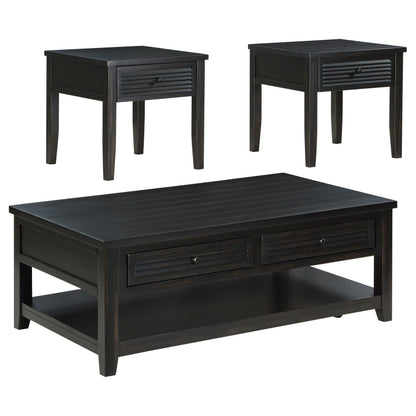 Concord Coffee Table 3-Piece Set in Distressed Java - Coaster Furniture