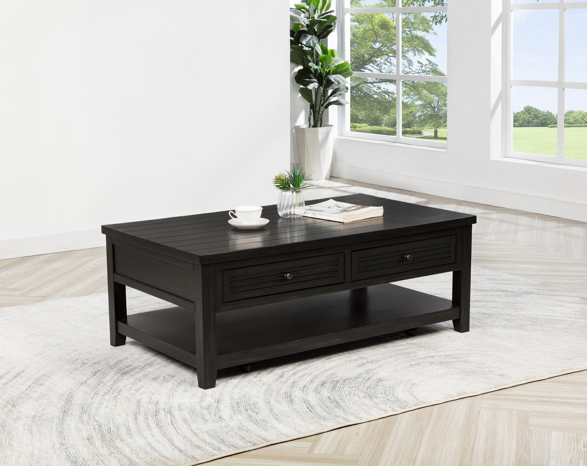 Concord Coffee Table in Distressed Java - Coaster Furniture