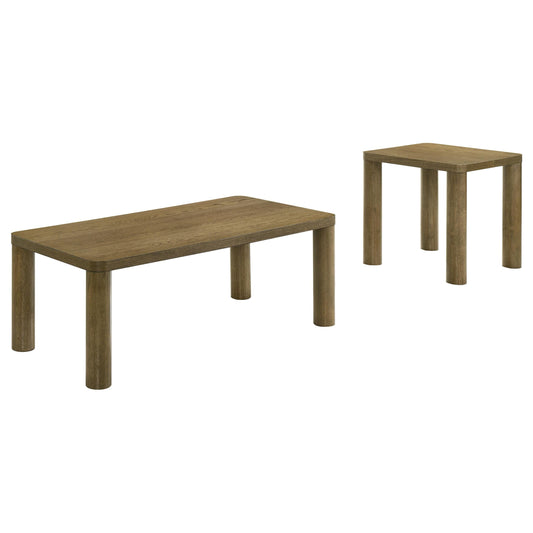 Castlewood Coffee Table Set in Brown Oak - Coaster Furniture