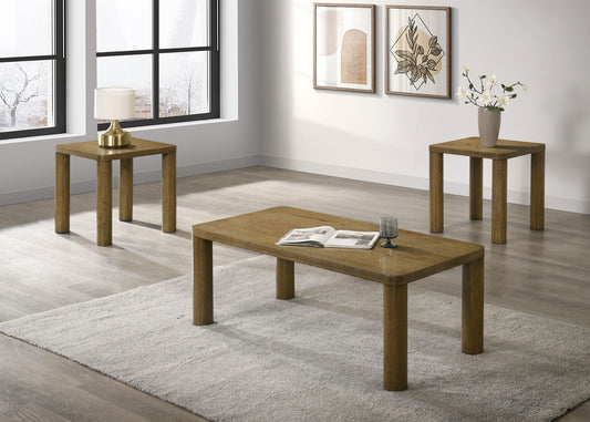 Castlewood Coffee Table Set in Brown Oak - Coaster Furniture