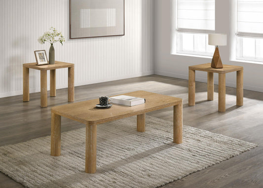 Castlewood Coffee Table Set in Light Oak - Coaster Furniture